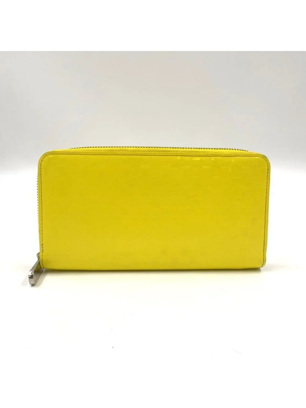 Louis Vuitton Damier Facet Zippy Wallet Leather Enamel Ivory Yellow Silver